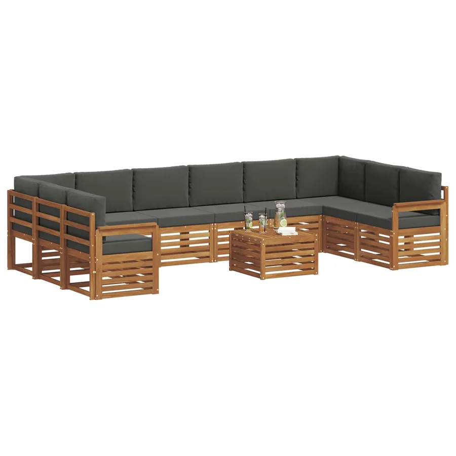 Ensemble de canapés d'extérieur 11 pcs Naturel et Anthracite - 3