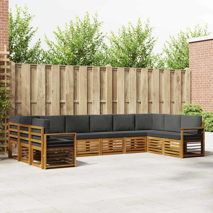 Ensemble de canapé d'angle 10 pcs Naturel et Anthracite
