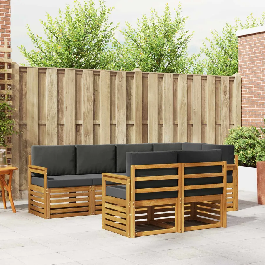 Ensemble de canapé d'angle 7 pcs Naturel et Anthracite