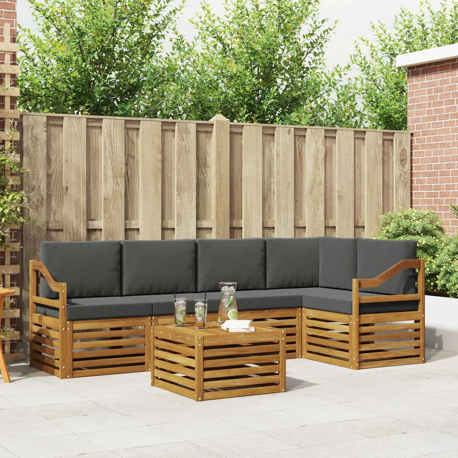 Ensemble de canapé d'angle 6 pcs Naturel et Anthracite