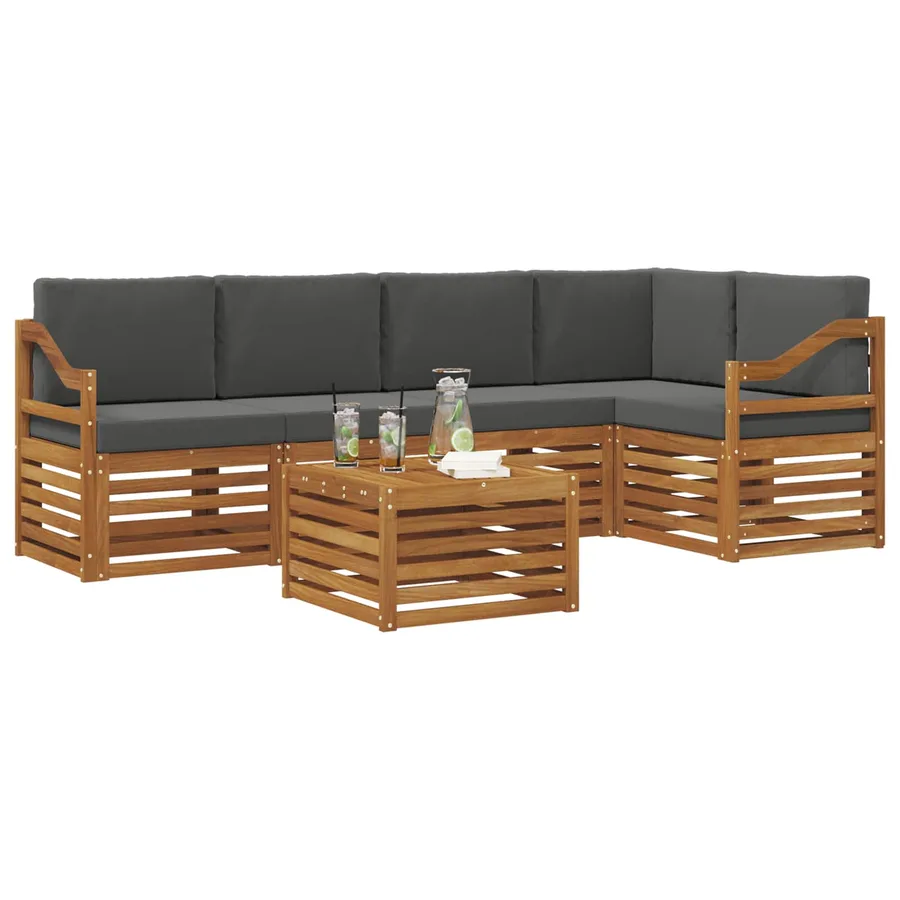 Ensemble de canapé d'angle 6 pcs Naturel et Anthracite - 3