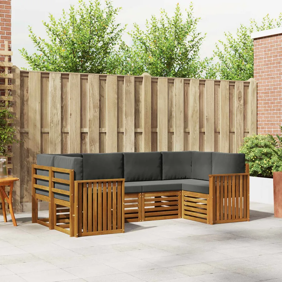 Ensemble de canapé d'angle 6 pcs Naturel et Anthracite