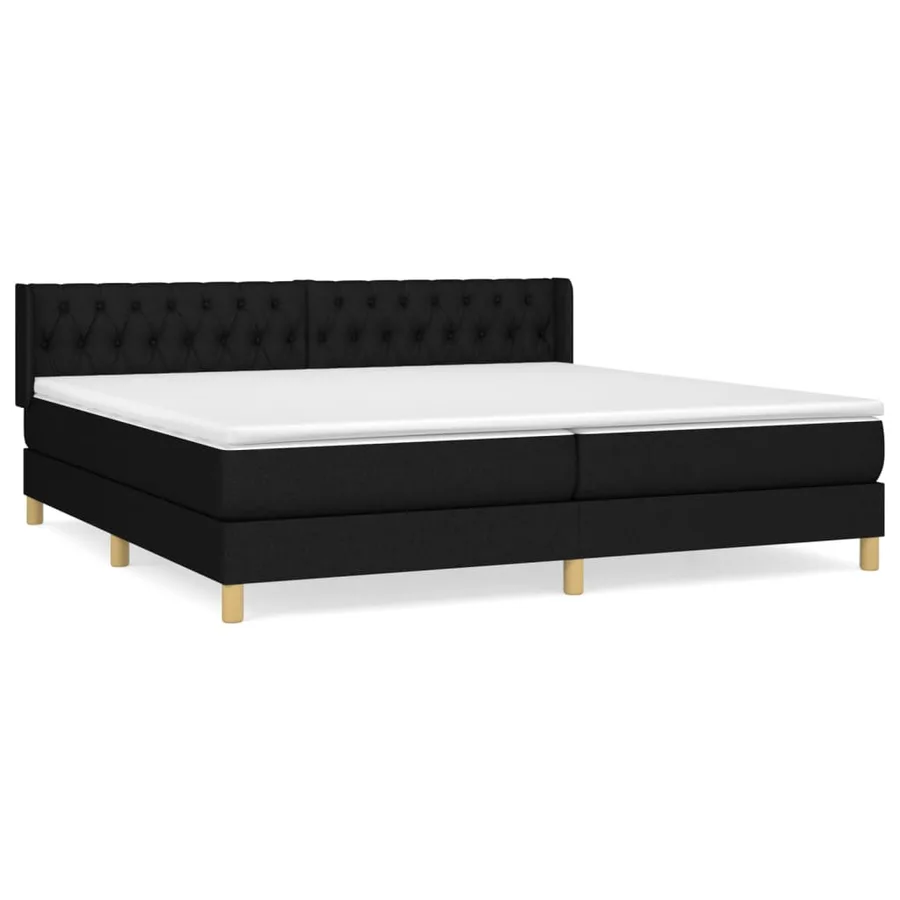Sommier à lattes de lit avec matelas Noir 200x200 cm Tissu - 2