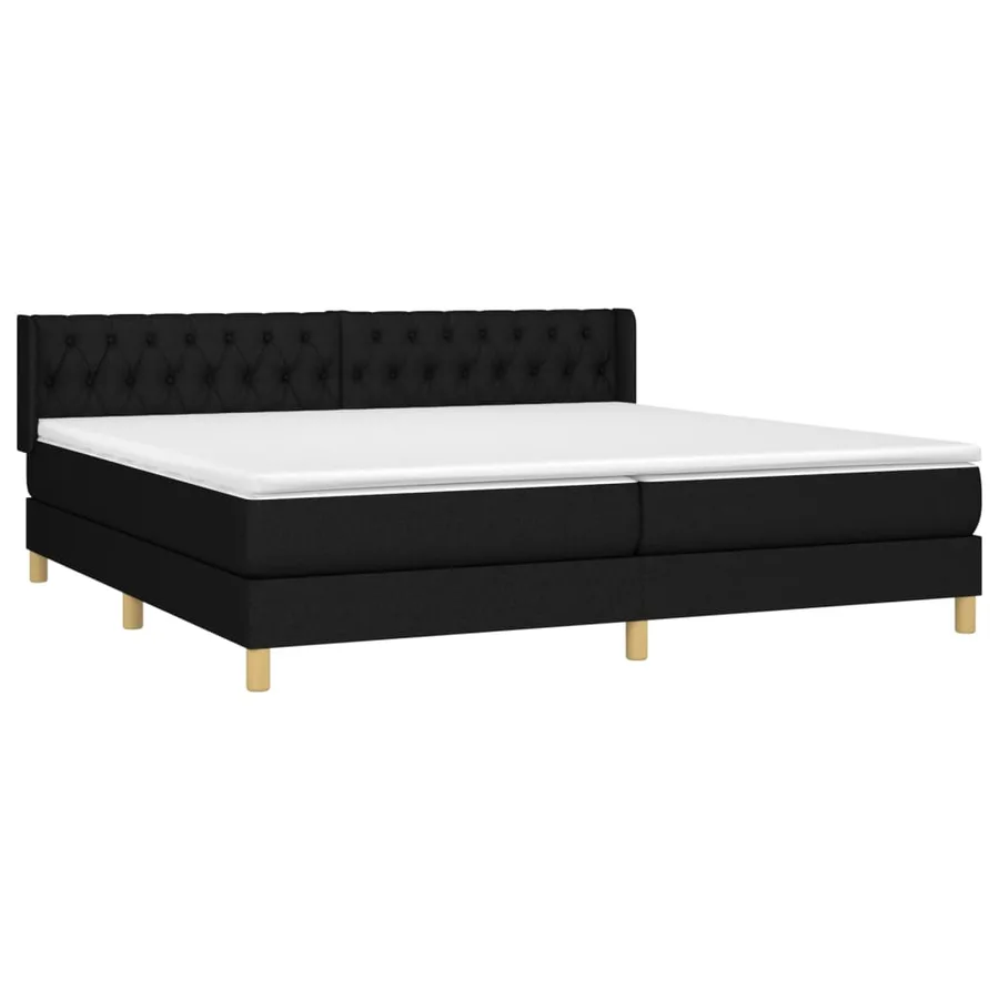 Sommier à lattes de lit avec matelas Noir 200x200 cm Tissu - 3