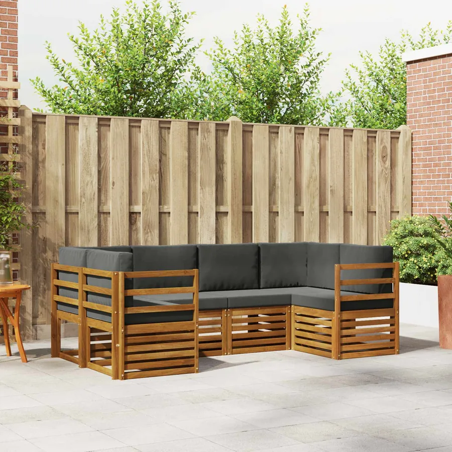Ensemble de canapé d'angle 6 pcs Naturel et Anthracite