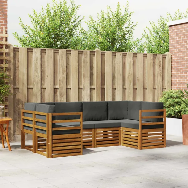 Ensemble de canapé d'angle 6 pcs Naturel et Anthracite
