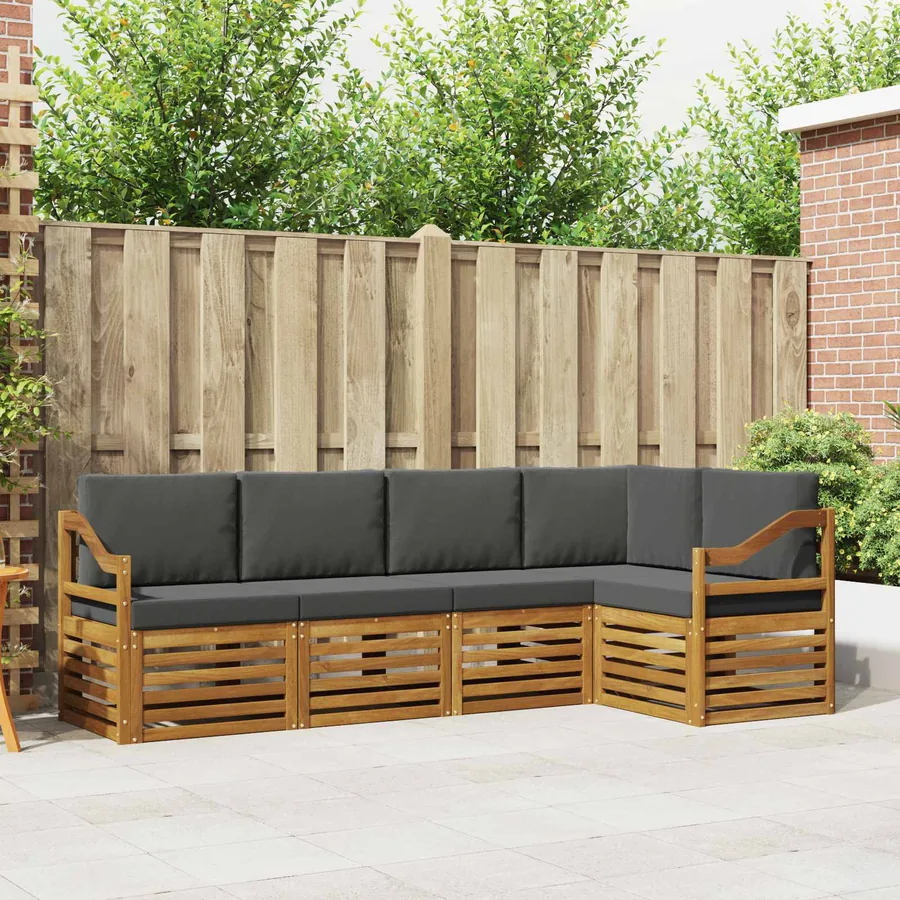 Ensemble de canapé d'angle 5 pcs Naturel et Anthracite