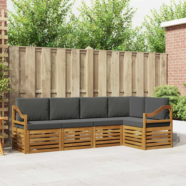 Ensemble de canapé d'angle 5 pcs Naturel et Anthracite