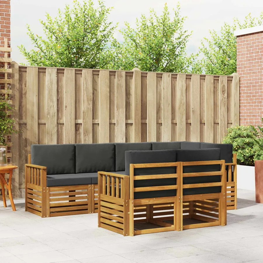 Ensemble de canapé d'angle 7 pcs Naturel et Anthracite