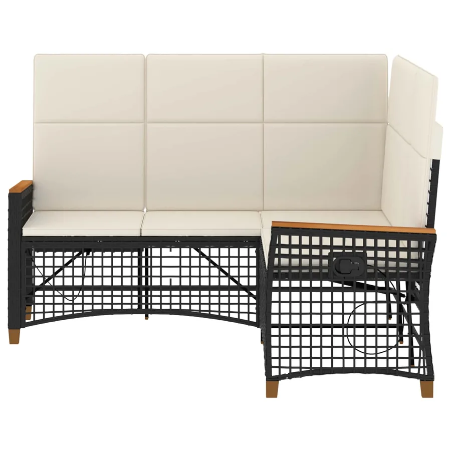 Ensemble de canapés inclinables de jardin Noir et blanc crème - 5