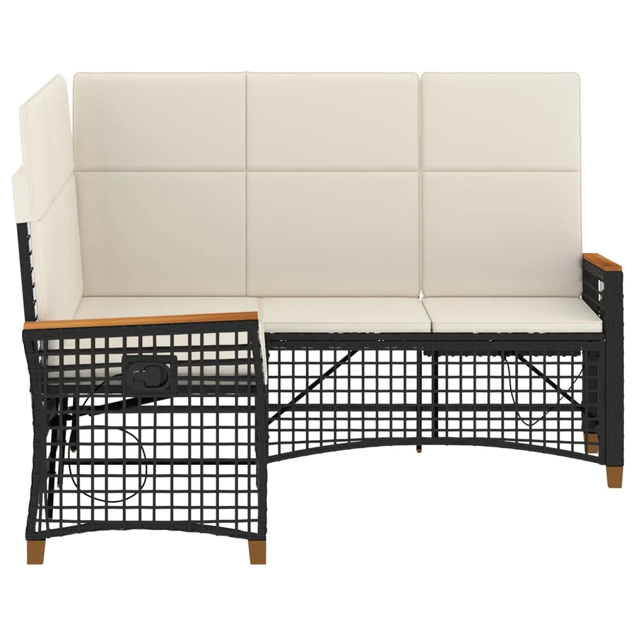 Ensemble de canapés inclinables de jardin Noir et blanc crème - 6