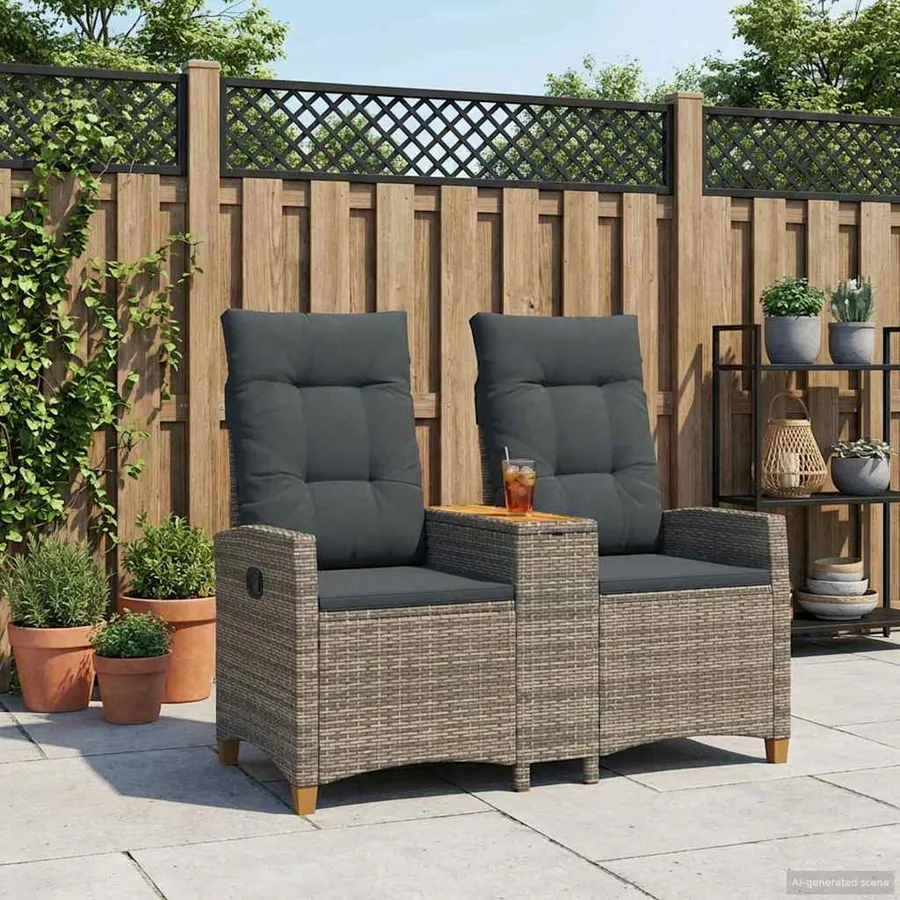 Banc inclinable avec table Gris et Gris foncé 126 x 65 x 112 cm - 3