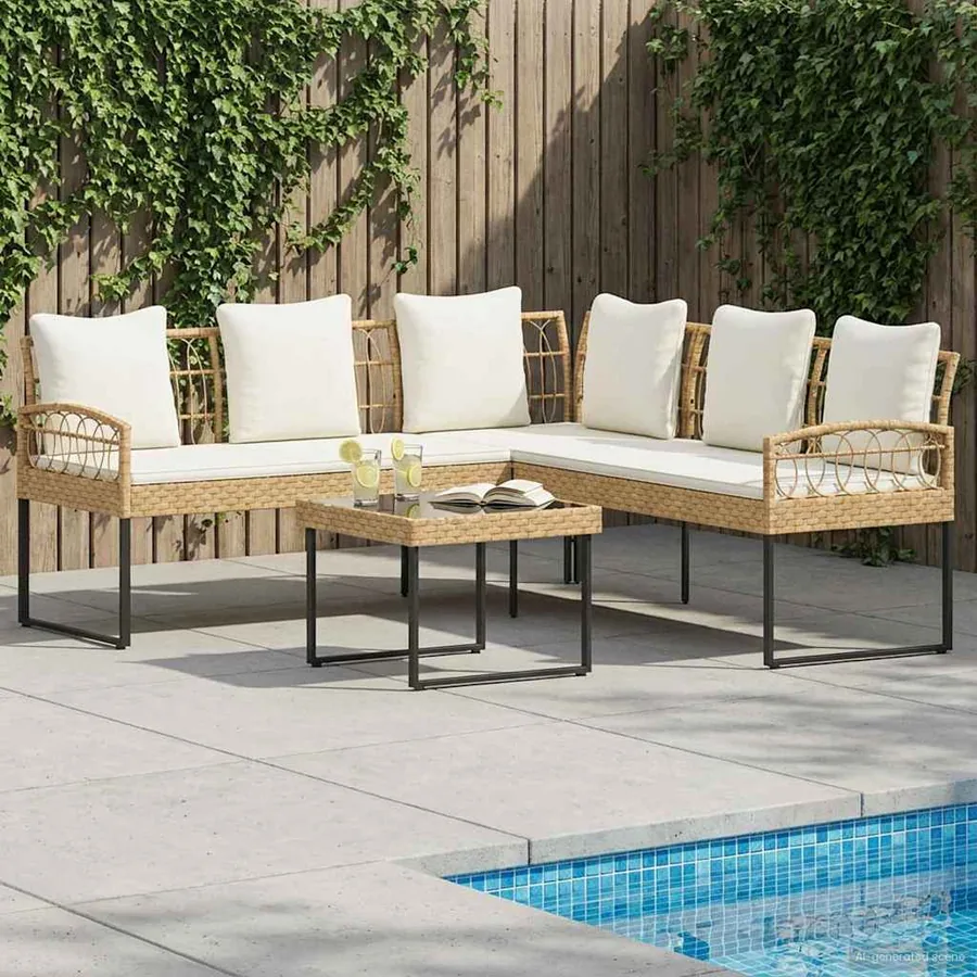 Ensemble de canapé de jardin avec coussin 2 pcs Naturel