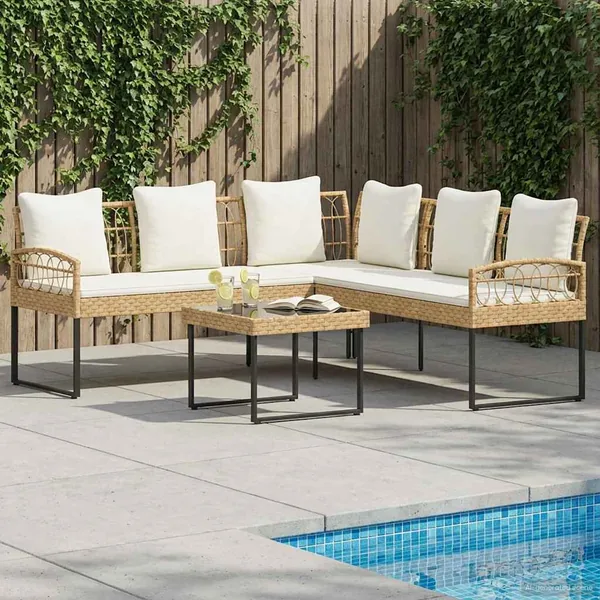 Ensemble de canapé de jardin avec coussin 2 pcs Naturel