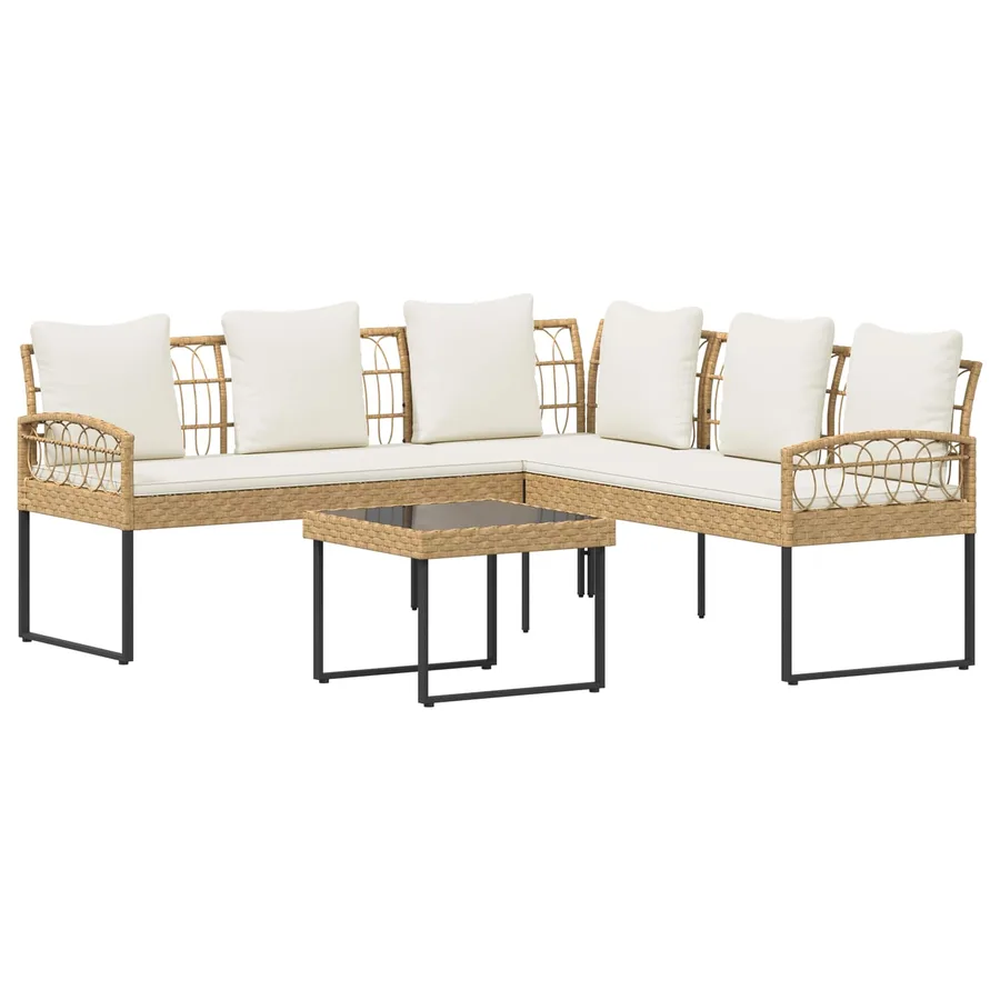 Ensemble de canapé de jardin avec coussin 2 pcs Naturel - 2