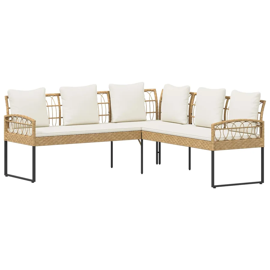 Ensemble de canapé de jardin avec coussin 2 pcs Naturel - 3