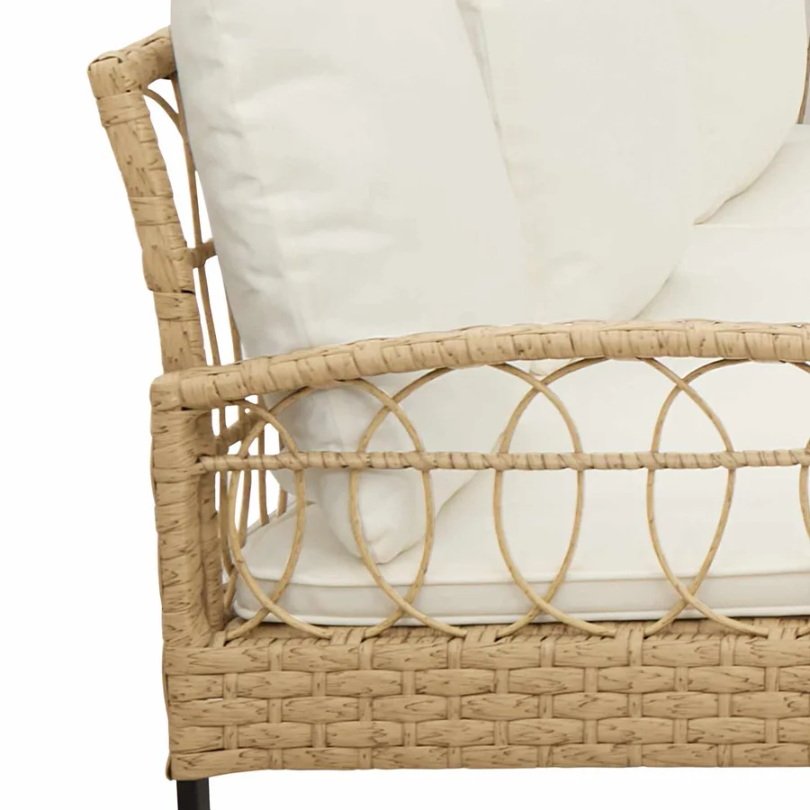 Ensemble de canapé de jardin avec coussin 2 pcs Naturel - 7