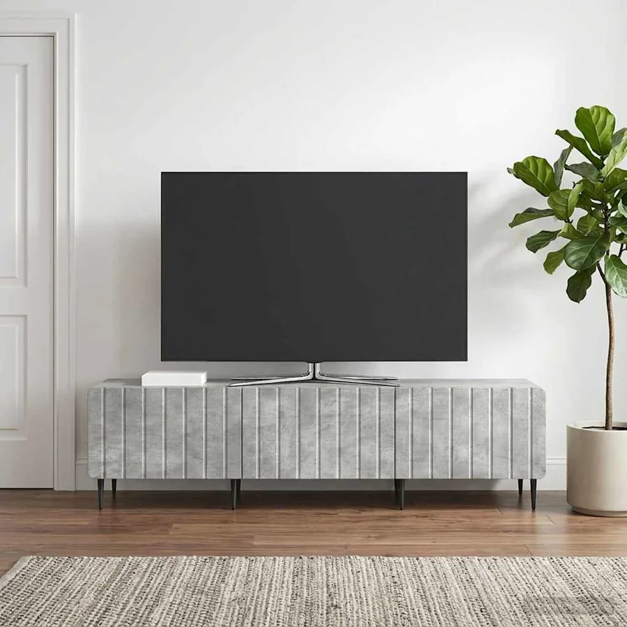 Meuble TV Gris béton 147 x 34,5 x 32 cm Bois d'ingénierie