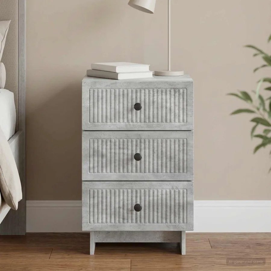 Cabinet de chevet avec tiroir Gris béton 43 x 41 x 66,5 cm