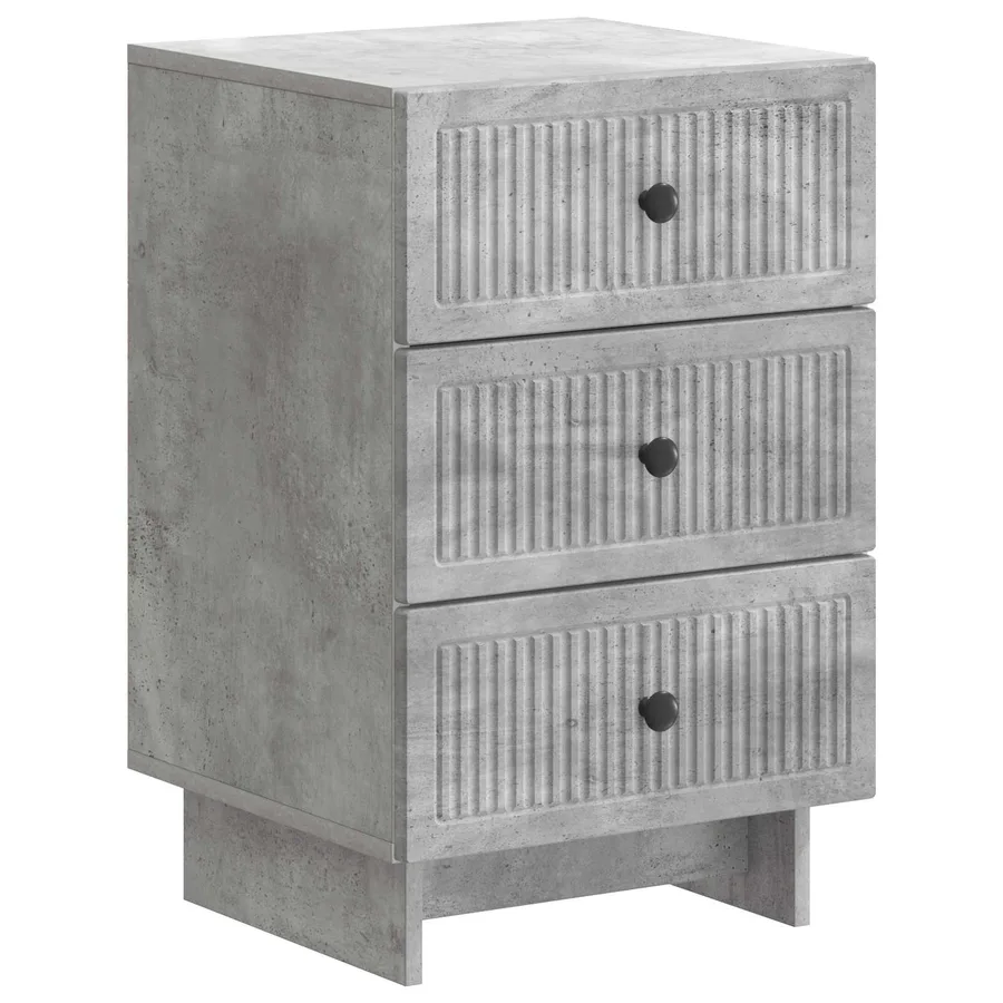 Cabinet de chevet avec tiroir Gris béton 43 x 41 x 66,5 cm - 2