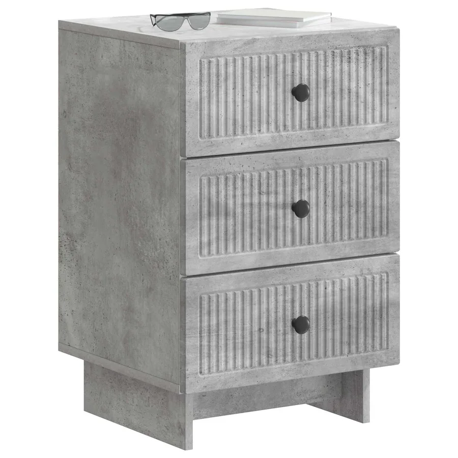 Cabinet de chevet avec tiroir Gris béton 43 x 41 x 66,5 cm - 3