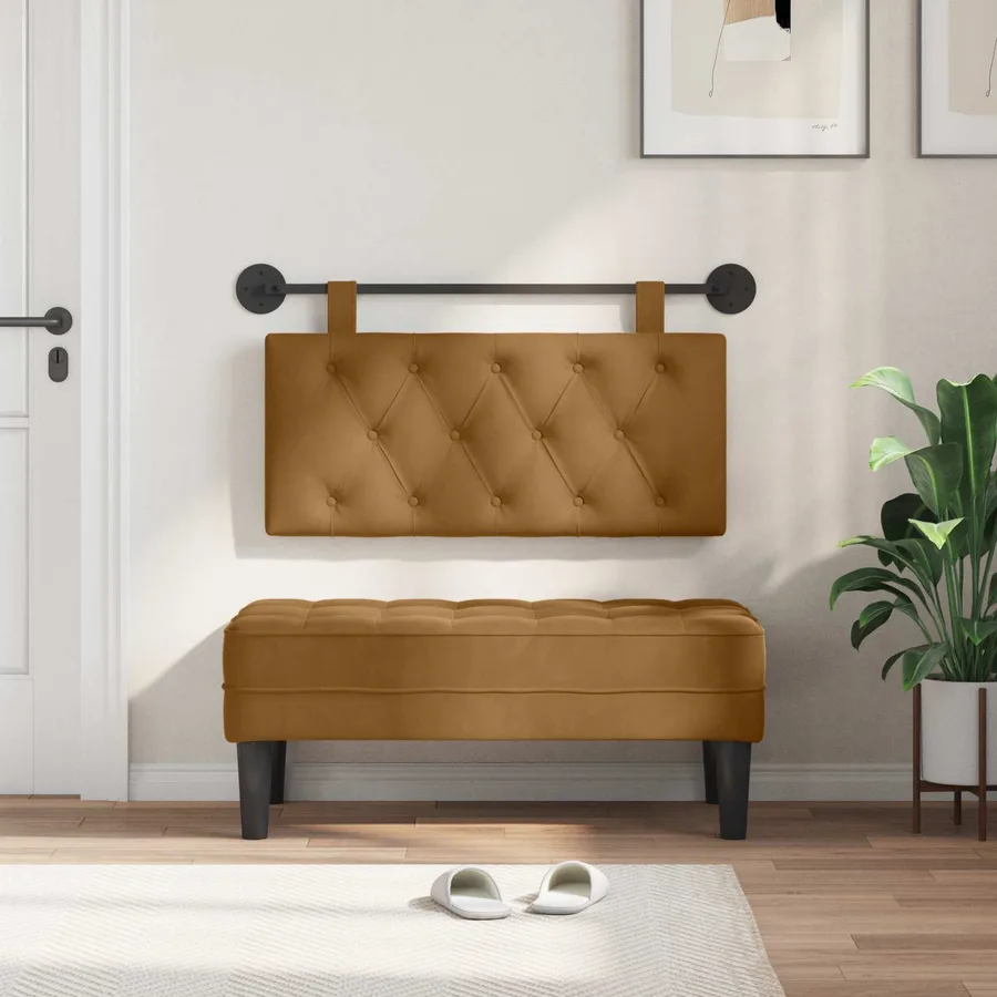 Tête de lit suspendue Avec lumière LED Marron Velours - 3