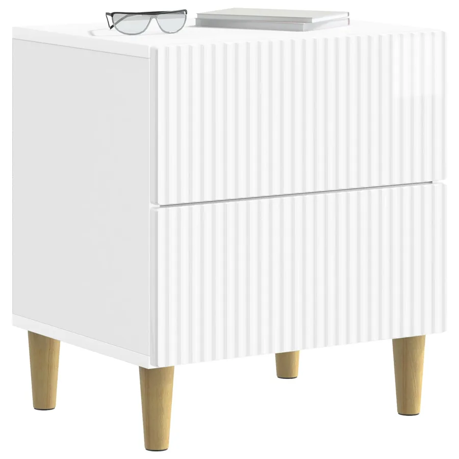 Cabinet de chevet 2 pcs Blanc brillant 43 x 34,5 x 48 cm - 3