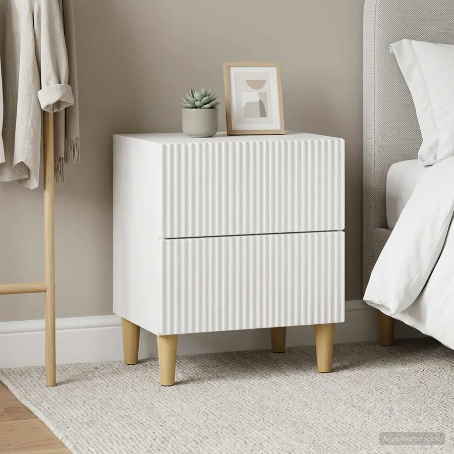 Cabinet de chevet 2 pcs Blanc brillant 43 x 34,5 x 48 cm - 4
