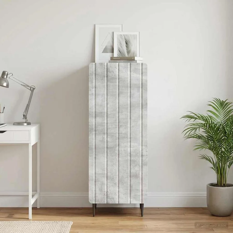 Buffet Gris béton 34,5 x 33 x 92 cm Bois d'ingénierie - 4
