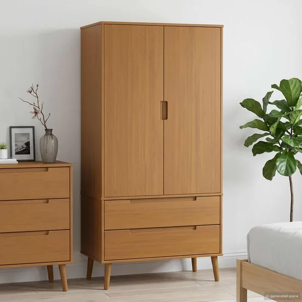 Armoire MOLDE Caramel 90 x 55 x 175 cm Bois de pin massif