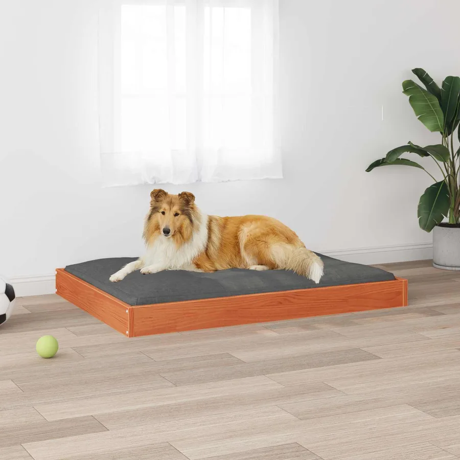 Lit pour Chien Cire marron 101,5 x 74 x 9 cm Bois de Pin Massif - 4