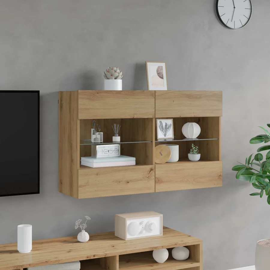 Meuble TV mural 98,5 x 30 x 60,5 cm Chêne artisanal - 5