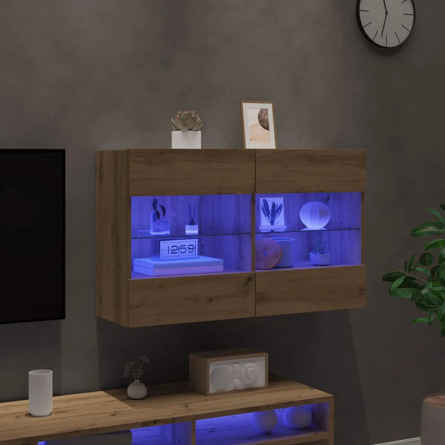 Meuble TV mural 98,5 x 30 x 60,5 cm Chêne artisanal - 6