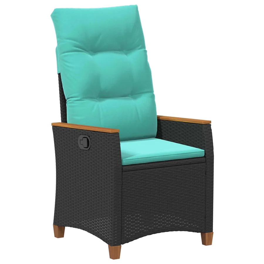Chaise de jardin inclinable Noir et turquoise polyrotin - 2