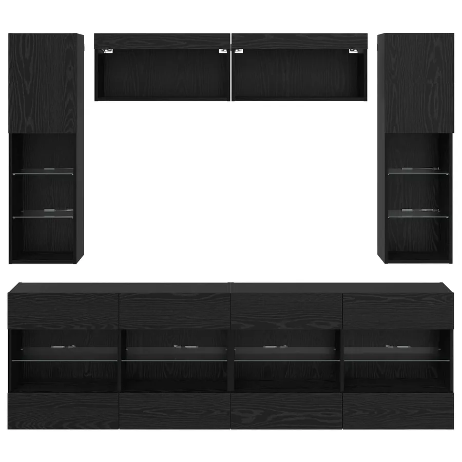 Ensemble de meuble TV mural 6 pcs Chêne Noir Bois d’ingénierie - 10