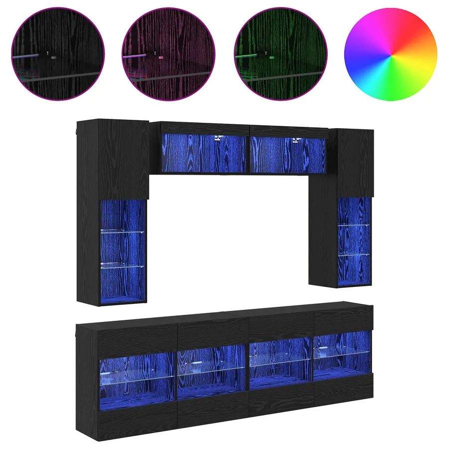 Ensemble de meuble TV mural 6 pcs Chêne Noir Bois d’ingénierie - 4