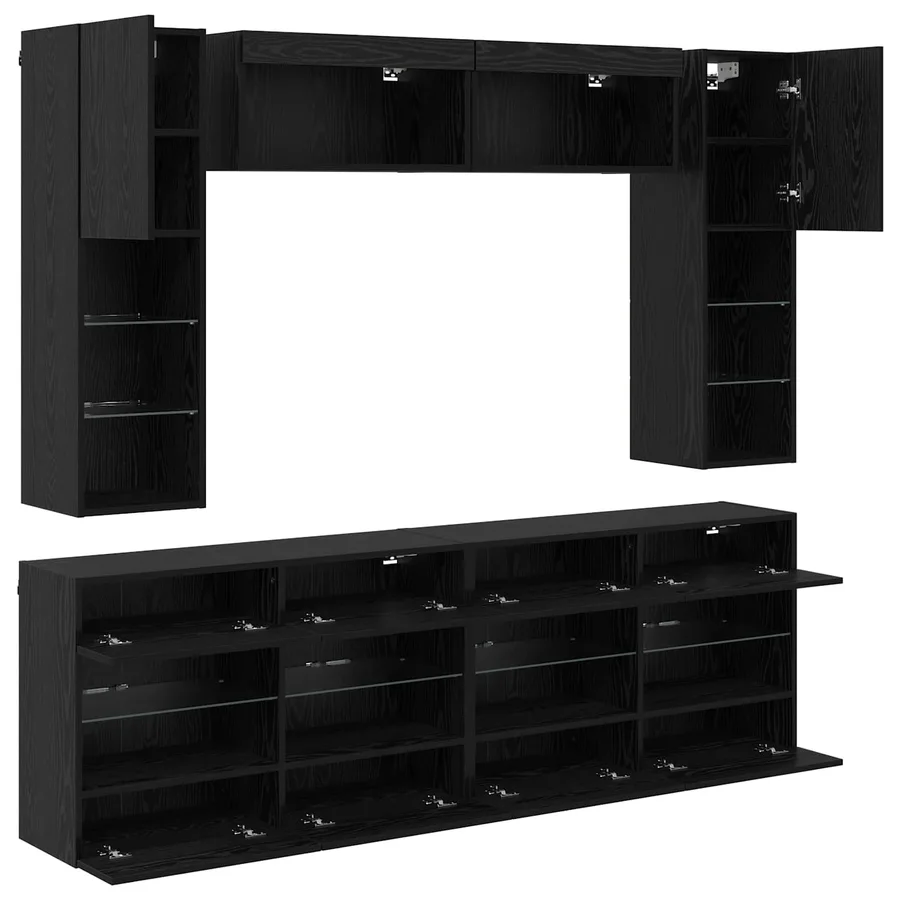 Ensemble de meuble TV mural 6 pcs Chêne Noir Bois d’ingénierie - 9