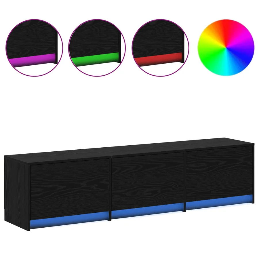Meuble TV Chêne noir 165 x 34 x 40 cm Bois d'ingénierie - 4