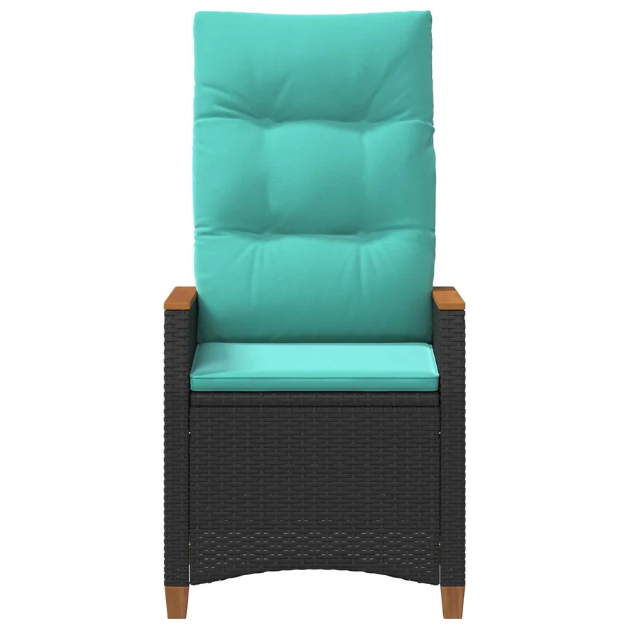Chaise de jardin inclinable Noir et turquoise polyrotin - 5