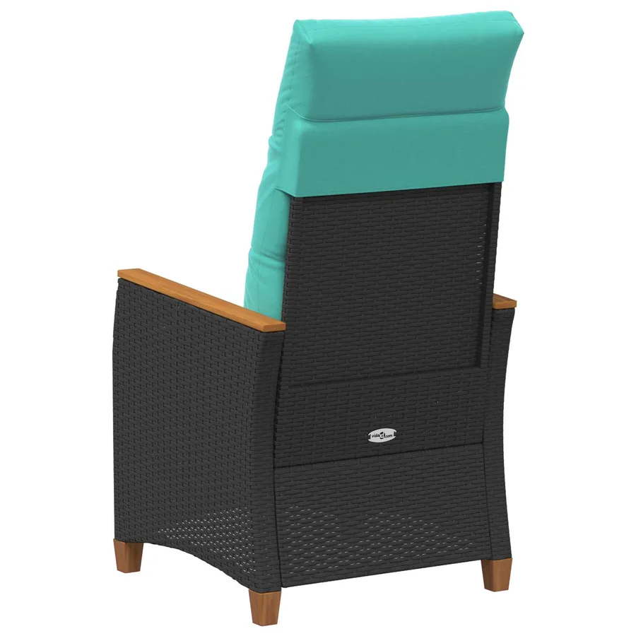 Chaise de jardin inclinable Noir et turquoise polyrotin - 7
