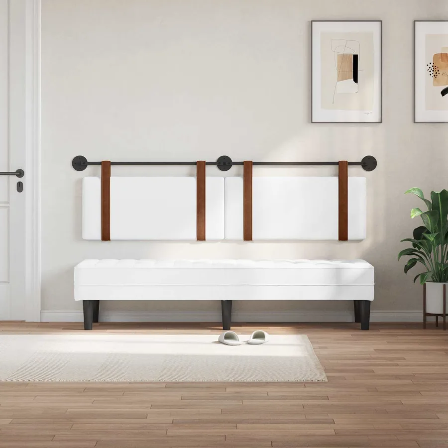 Tête de lit suspendue Blanc PU antique - 3