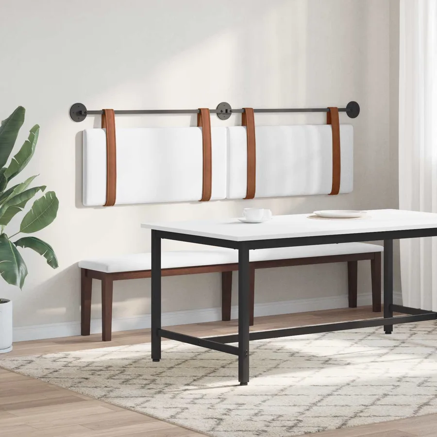 Tête de lit suspendue Blanc PU antique - 4