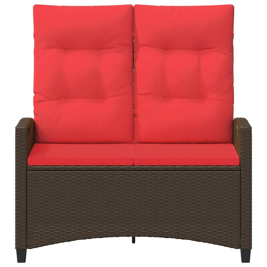 Banc de jardin avec oreiller Marron et rouge 105 x 60 x 112 cm - 4