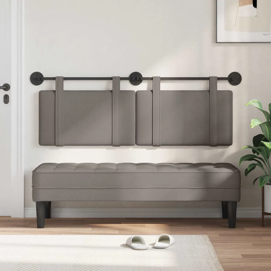 Tête de lit suspendue Taupe Tissu - 3