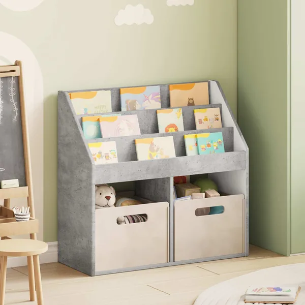 Bibliothèque pour enfants Gris béton 72,5 x 29,5 x 69 cm