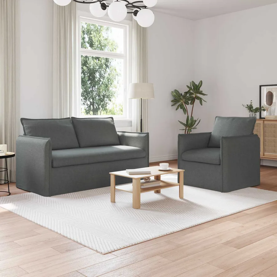 Ensemble de Canapés 2 pcs Gris foncé 156 x 82 x 85 cm Tissu