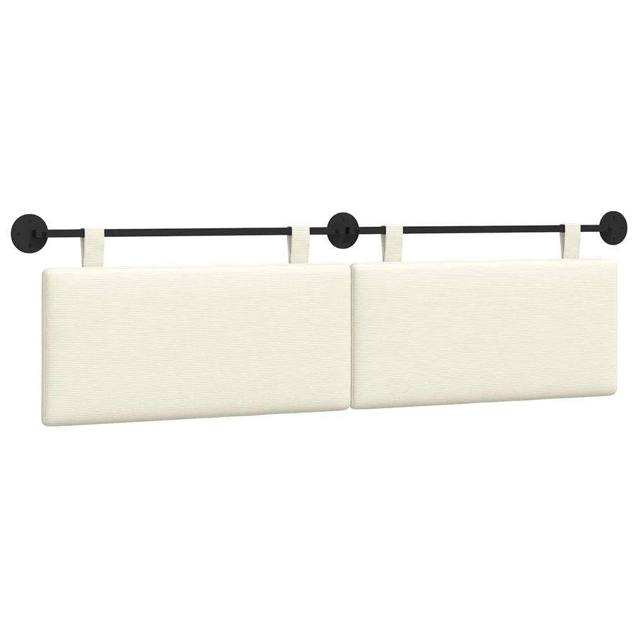 Tête de lit suspendue Crème Tissu en velours côtelé - 2