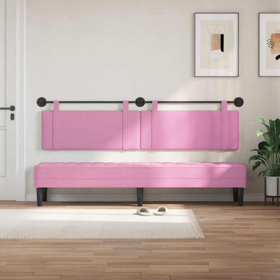 Tête de lit suspendue Rose Tissu - 3
