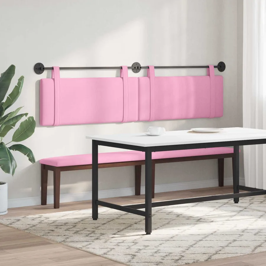 Tête de lit suspendue Rose Tissu - 4