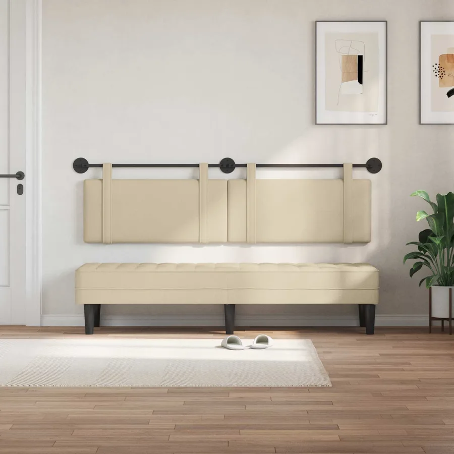 Tête de lit suspendue Crème Tissu - 3